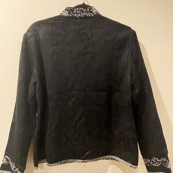 Flashback Black Button Front Stand Up Collar Embroidered Beaded Jacket - Picture 3 of 11